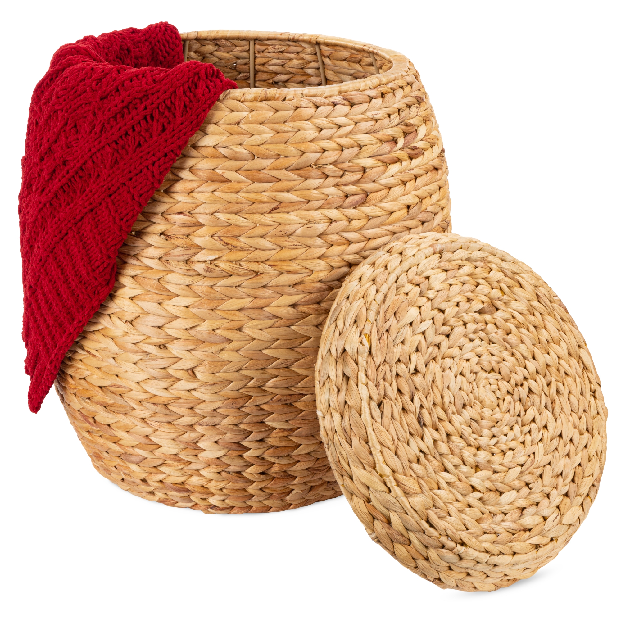 Best Choice Products Vintage Multipurpose Hyacinth Storage Organizer Tote Basket w/ Lid - Natural