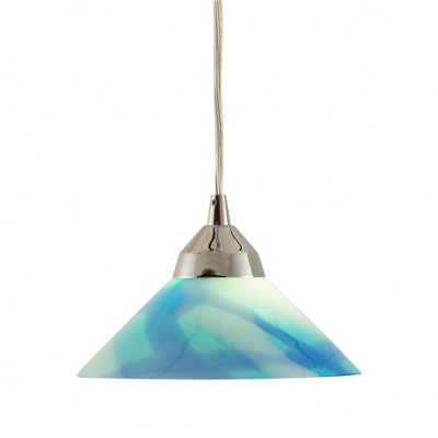 Polished Chrome Mini Pendant with Multicolor Caribbean Glass Shade