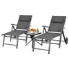 Tangkula 2 PCS Patio Chaise Lounge Chair Outdoor Reclining Chair w/Neck Pillow & Wheels Gray - 4 of 4