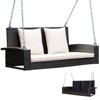 Costway 2-Person Patio Rattan Hanging Porch Swing Bench Chair Cushion Beige\Black\Red\Turquoise - 2 of 4