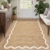 Washable Rug Modern Scalloped Rug Non Slip, Neutral Indoor Carpet - 3 of 4