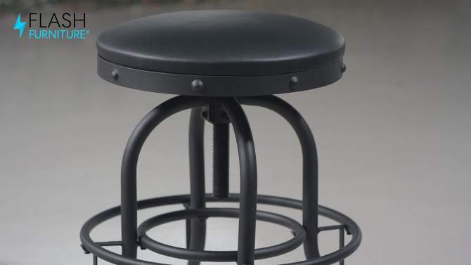 Flash Furniture 24'' Counter Height Stool with Swivel Lift Black LeatherSoft Seat, 2 of 12, play video