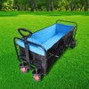 FURNIinspire Wheelbarrows And Lawn Carts Large Capacity Folding Cart Extender Wagon Cart, Lawn Cart For Picnic, Shopping, Black And Blue, 53“*21"*41" - 2 of 4