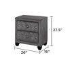 Vynxaria Modern Crystal Tufted Sophia 2-Drawer Nightstand, Cream Velvet Upholstered, Wood, 16"Dx26"Wx27.5"H, No Assembly - 3 of 4