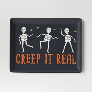 Halloween 'Creep it Real' Serving Tray Black - Hyde and EEK! Boutique™: Melamine, Bamboo, Skeleton Theme - 1 of 3