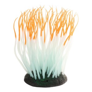 Unique Bargains Soft Silicone Glowing Aquarium Simulation Coral 4.72" Orange - 1 of 4