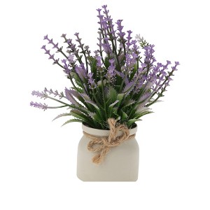 Unique Bargains Artificial Plants 3-Stem Lavender Plant Plastic 3.07"x3.07"x7.87" 1 Pc - 1 of 4