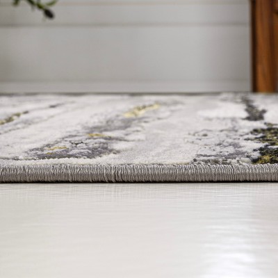 Gray and Black Striped Synthetic 3x5 Area Rug