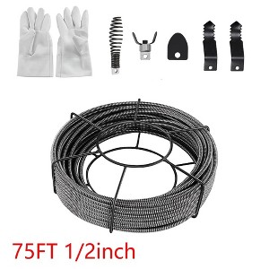 Drain Cable Sewer Cable 75 Ft 1/2 Inch Drain Cleaning Cable With Cutting Head Set - 1 of 4