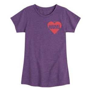 Girls' - Marvel - Heart Valentine Fitted Short Sleeve Graphic T-Shirt - 1 of 4