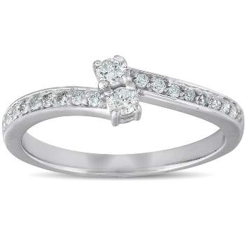 Pompeii3 1/4 Ct Two Stone Diamond Engagement Forever Us Ring White Gold Anniversary Band