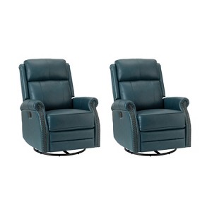 Irene 30.5" Wide Genuine Leather Manual Recliner with Rolled Arms Set of 2| ARTFUL LIVING DESIGN - 1 of 4