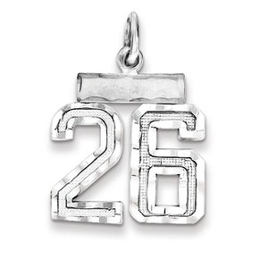 Black Bow Jewelry Sterling Silver, Varsity Collection, Small D/C Pendant, Number 26 - 1 of 4