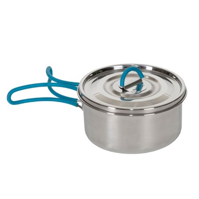 Stainless Steel 5 Piece Silver Cookware Set with Blue Handles