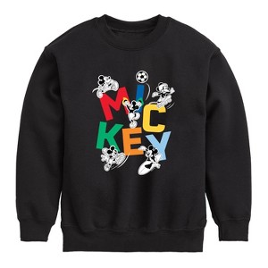 Boys' - Disney - Mickey Playing Sports Graphic Long Sleeve Fleece Sweatshirt - 1 of 4
