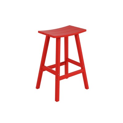 Red HDPE 29" Outdoor Saddle Seat Bar Stool