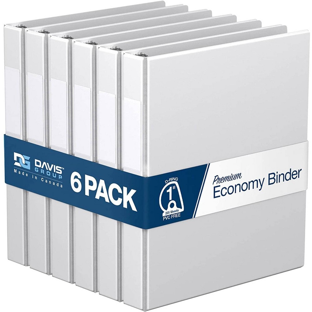 Photos - File Folder / Lever Arch File Davis Group 6pk 1" Premium Economy Round Ring Binders White