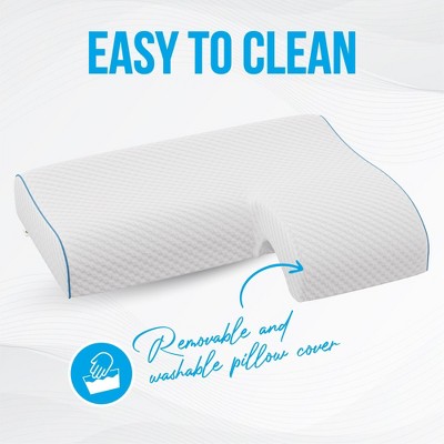 White Memory Foam Ergonomic Cuddle Pillow with Arm Tunnel