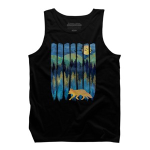 Men's Design By Humans Fox Forest Night By Maryedenoa Tank Top - 1 of 4