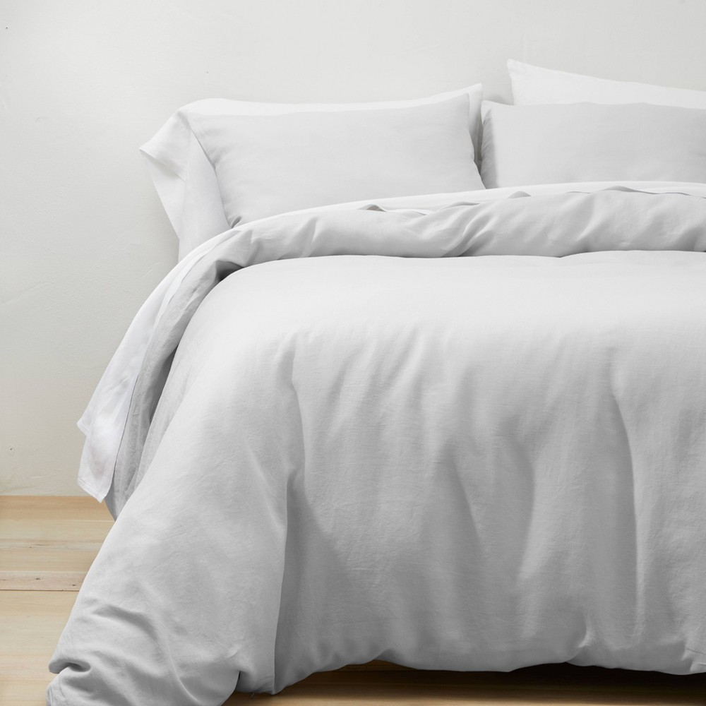 Photos - Bed Linen King Linen Duvet & Sham Set Light Gray - Casaluna™