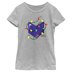 Girl's Marvel Hawkeye Arrow Icon Christmas Lights T-Shirt - 1 of 4