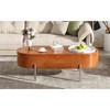 TIRAMISUBEST Lift Top Coffee Table with 360-degree Marble-patterned Rotating Tray, Hidden Compartment, Center Table, Modern Oval Lift Tabletop - 4 of 4