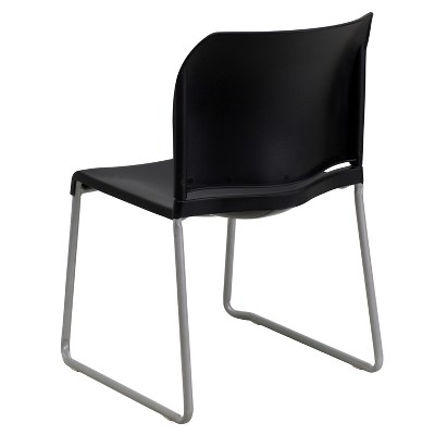 Modern Black Metal Stackable Chair with Polypropylene Seat