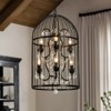 LLHZSY Vintage Industrial Birdcage Crystal Chandelier with Black Metal Cage and Crystal Accents - W17.72" - 2 of 4