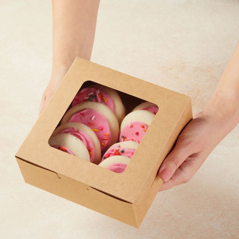 Juvale 50 Pack Kraft Pastry Boxes with Window, Cupcake Box for Bakery, Cookies, 6 x 2.5 Inches, 3 of 10