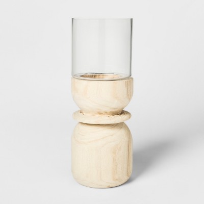 unfinished wood candle pedestal