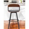 HomeRoots 31" Gray and Black Faux Leather with Metal Swivel Bar Height Bar Chair - 2 of 4