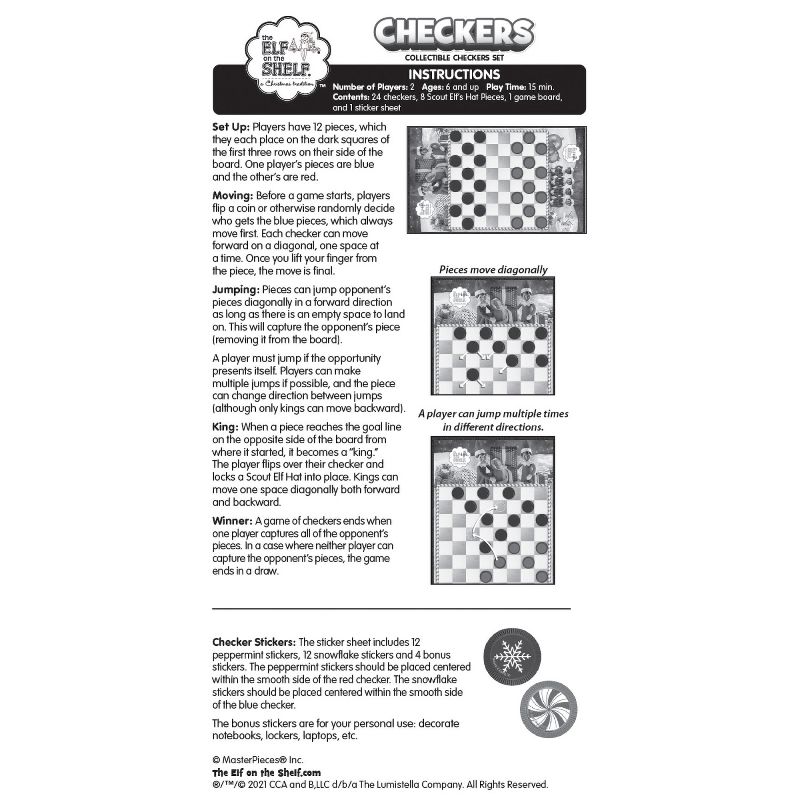 MasterPieces Officially licensed Elf on the Shelf Checkers Board Game for Families and Kids ages 6 and Up, 5 of 7