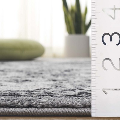 Grey and Black High Pile Floral Area Rug