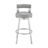 Armen Living 30" Flynn Brushed Stainless Steel with Faux Leather Swivel Barstool - 3 of 4