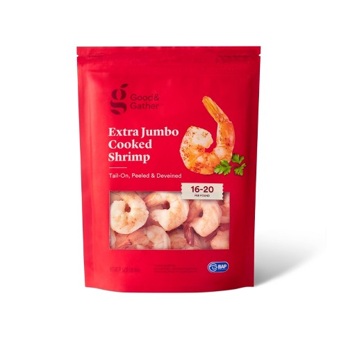 Peeled & Deveined Tail On Cooked Shrimp - Frozen - 16-20ct/16oz - Good & Gather™ - image 1 of 3