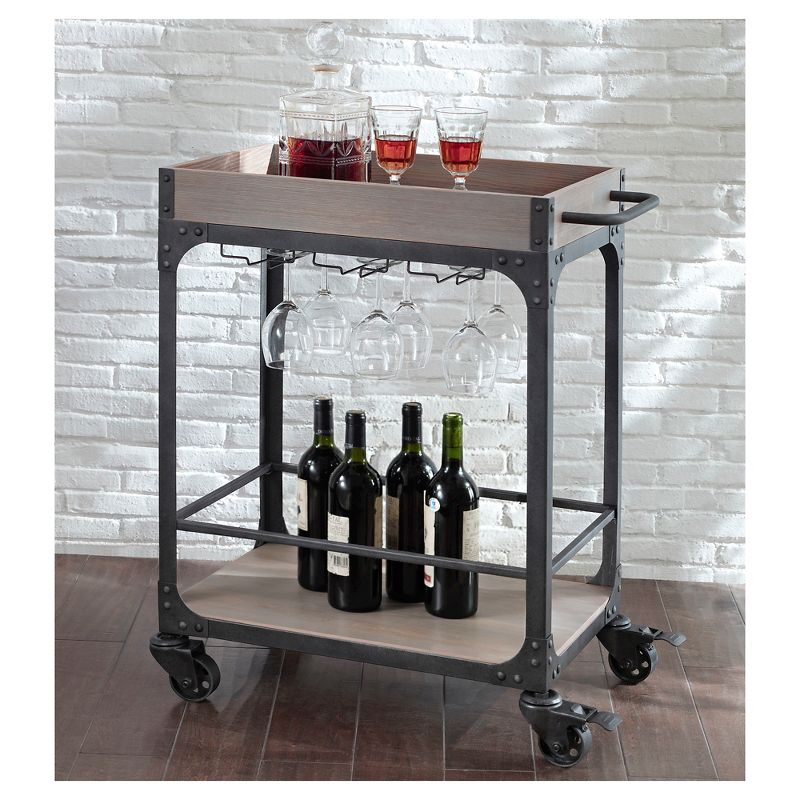 Franklin Bar Cart and Wine Rack Weathered Gray - Threshold&#8482;, 3 of 10