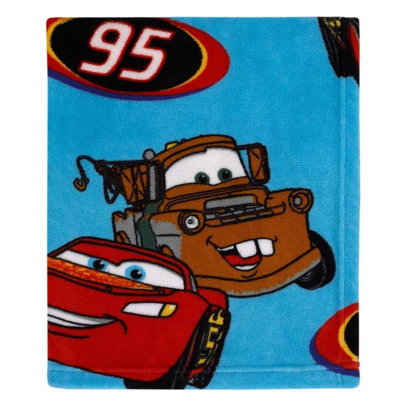 Disney Cars Radiator Springs Blue and Red Lightning McQueen and Tow-Mater Super Soft Toddler Blanket, 1 of 6