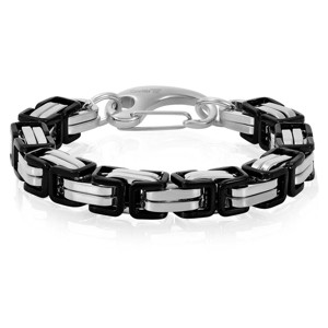 Crucible Men's Byzantine Chain Black/Silver Plated Steel Bracelet (11mm Wide) - 1 of 4