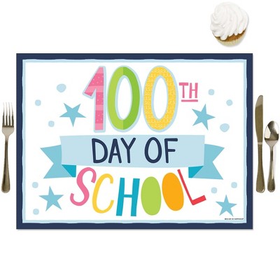 Big Dot of Happiness Happy 100th Day of School - Party Table Decorations - 100 Days Party Placemats - Set of 16