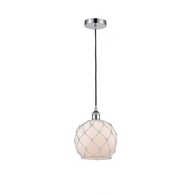 Farmhouse Rope - 1 Light Cord Hung Mini Pendant In Industrial Style-10.75 Inches Tall and 8 Inches Wide