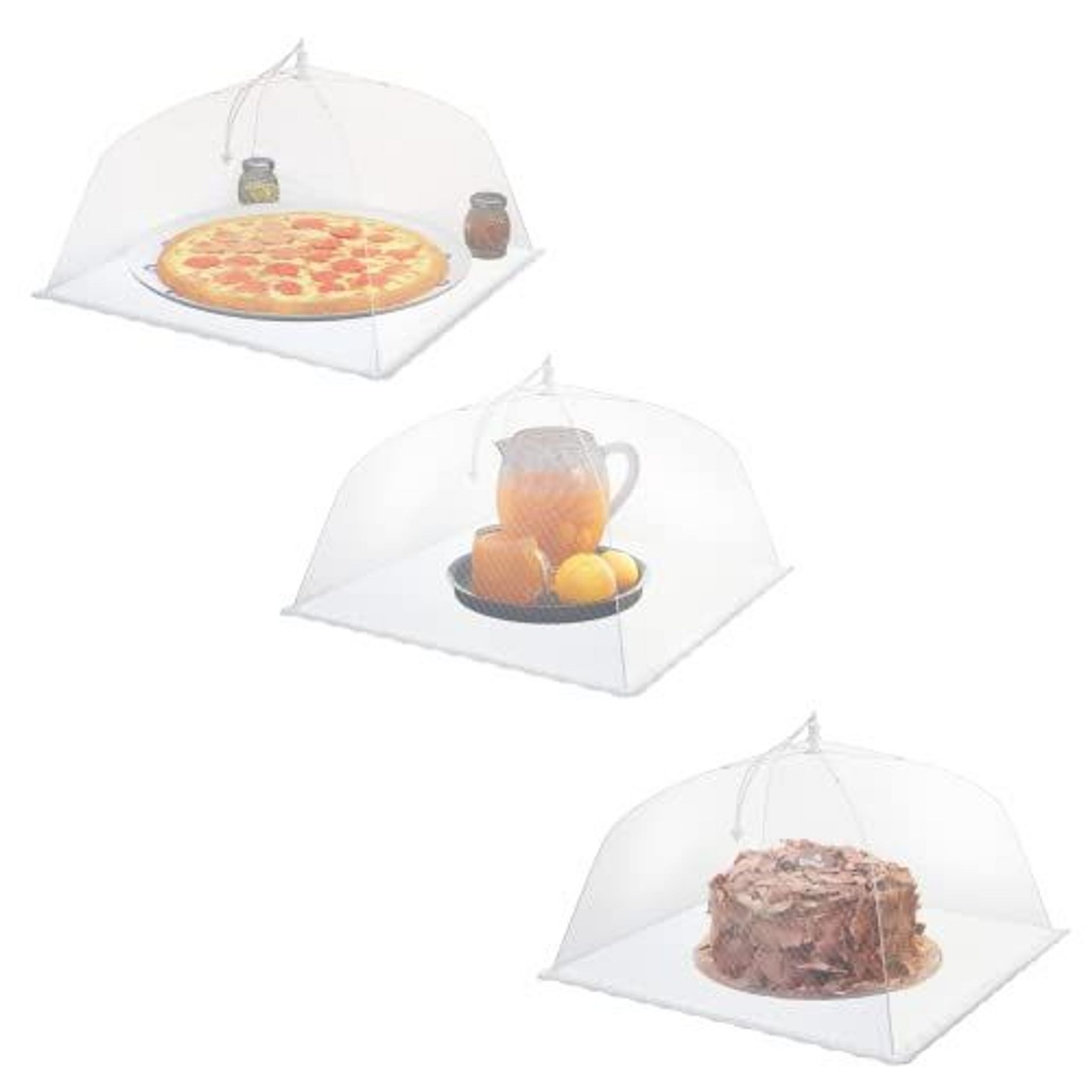 Simply Genius 3 Pack, 17x17 Pop-Up Mesh Food Covers for Outdoors, Screen Tents, Parties Picnics, BBQs, Reusable and Collapsible