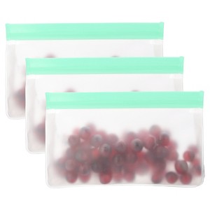 Unique Bargains Reusable Leakproof Zip PEVA Freezer Food Storage Bags 3 Pcs - 1 of 4