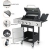 KTMBDW 3-Burner Propane Gas BBQ Grill with Side Burner, 37230BTU Output With Enameled Cast Iron Cooking Grids For Outdoor Barbecue, Stainless Steel - 2 of 4
