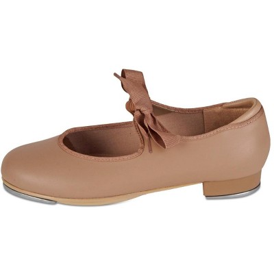 Girl's Tap Shoes Danz N Motion 652 Tyette in Tan Ribbon & Elastic