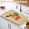 Bamboo Wood Cutting Boards for Kitchen, Stove Cover Board for Gas Stovetop, Cutting Serving Board with Legs & water Grooves, 30"x20" （Groove handle） - 3 of 4