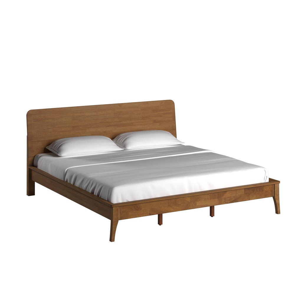 Photos - Bed Frame King Shilney Wood Platform Bed Oak - Inspire Q