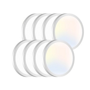 Itopfox 8PACK LED Flush Mount Ceiling Light Fixture, 3000K-4000K-6500K & 100W Equivalent Modern Kitchen Recessed Ceiling Lamp 15W 1500Lm - 1 of 4