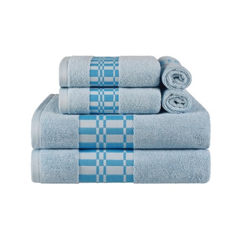 Blue Nile Mills 6 Piece Solid Decorative Cotton Towel Set - 2 Washcloth, 2  Hand Towel, 2 Bathroom Towel