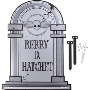 3D Metal Ghost Halloween Tombstone -Berry D Hatchet (Large 17" w Stakes) Durable, Weather Rust Proof - Lawn Decor- No Flimsy Graveyard Headstones - 1 of 4