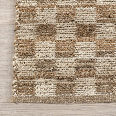 Natural Checkered Flat Woven Jute 4' x 6' Area Rug